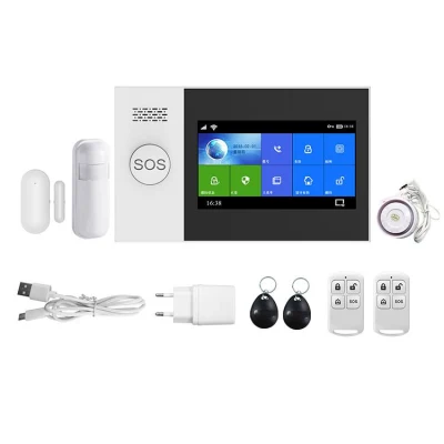 Smart Home Automation Pantalla táctil Control remoto inalámbrico Antirrobo Fuego Humo WiFi GSM Alarma Sistema de seguridad